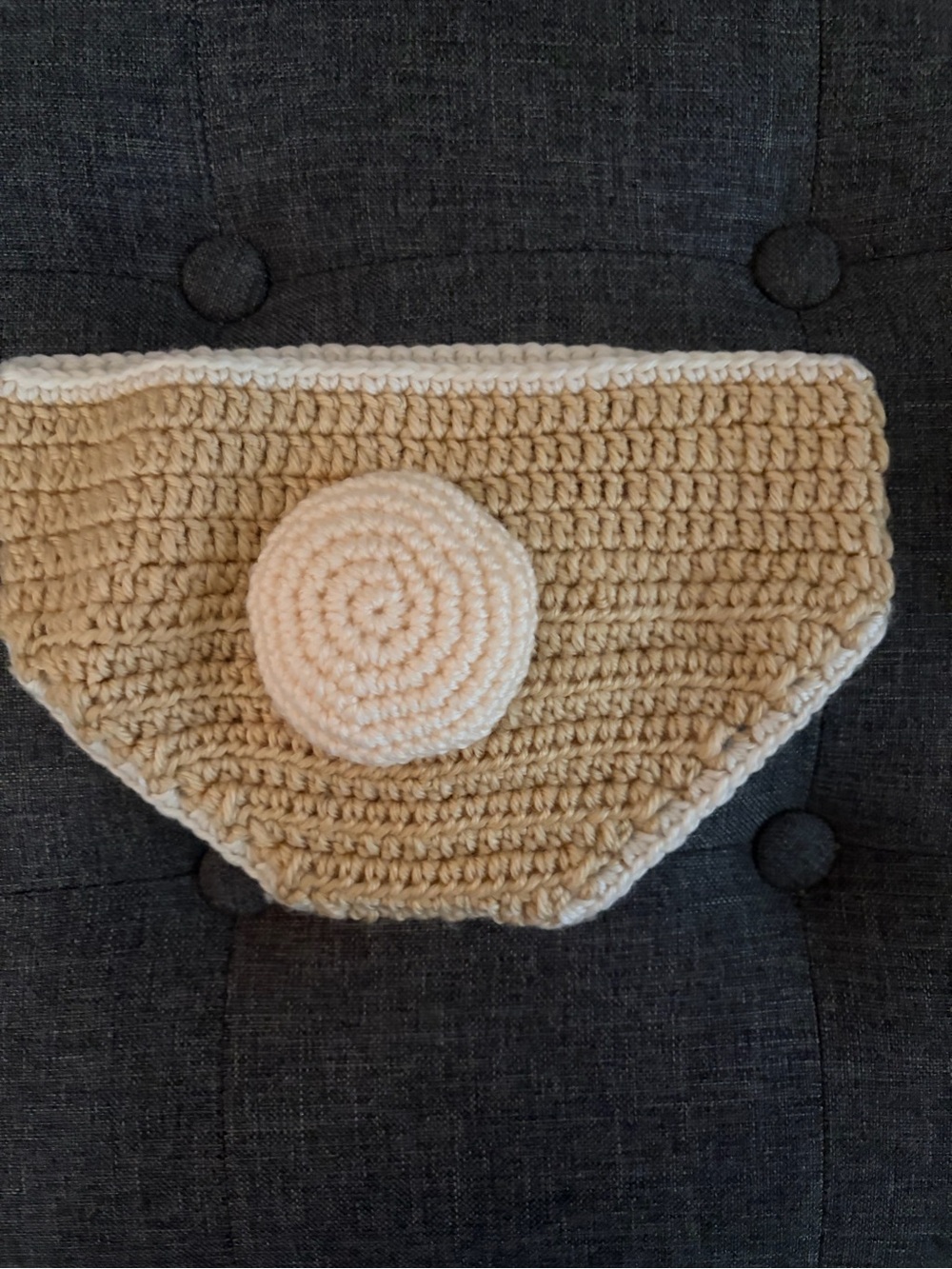 Handmade Crochet diaper cover and bunny outfit.  in Beige with Cream Accent